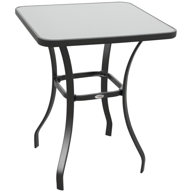 Outsunny Garden Bar Table Bistro Square Glass Dining Kitchen Breakfast
