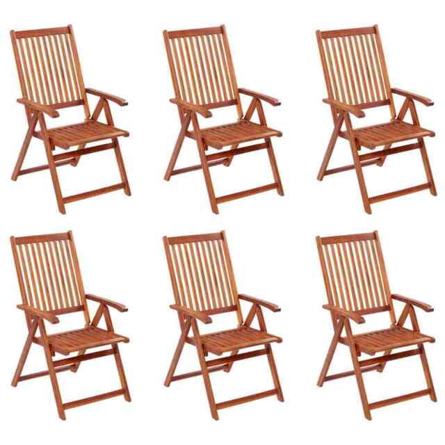 Folding Garden Chairs 6 Pcs Solid Acacia Wood Vidaxl