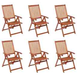 Folding Garden Chairs 6 Pcs Solid Acacia Wood Vidaxl