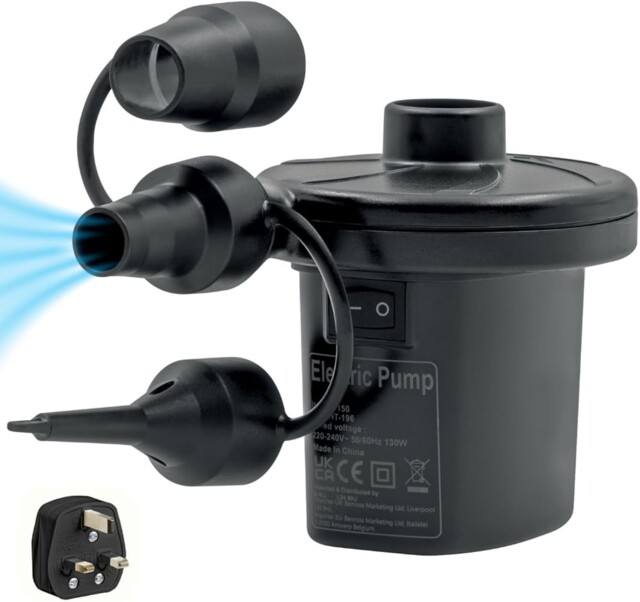 Camping Electric Air Pump 3 Nozzles High Power Fast Inflation For