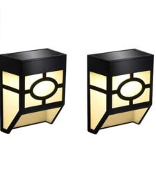 2pk Solar Power Fence Wall Lights Eco Friendly For Garden Outdoor