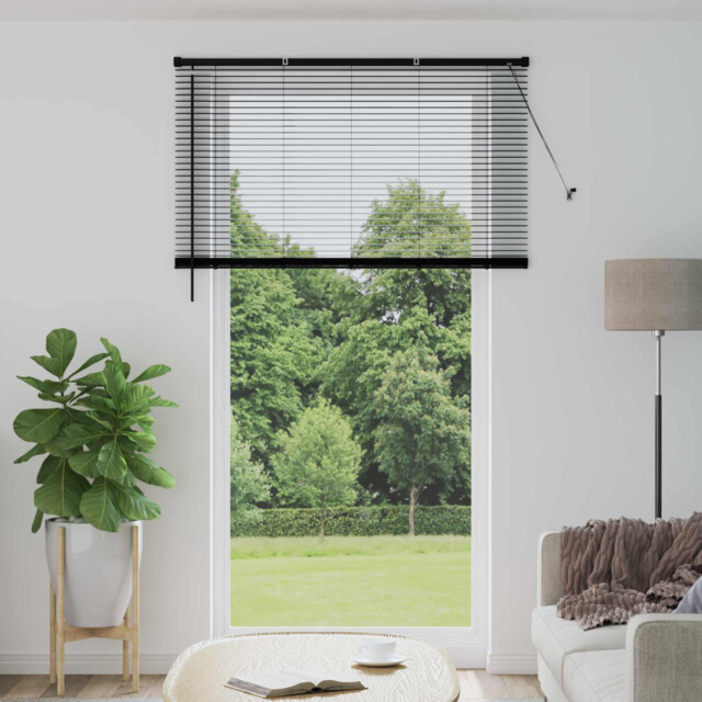 Venetian Blind Black Pvc 140x213cm Adjustable Privacy Indoor Office