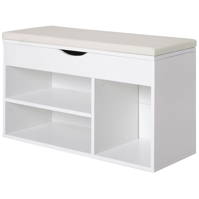 Homcom Wooden Shoes Cabinet Bench Hidden Storage Padded Seat Organiser