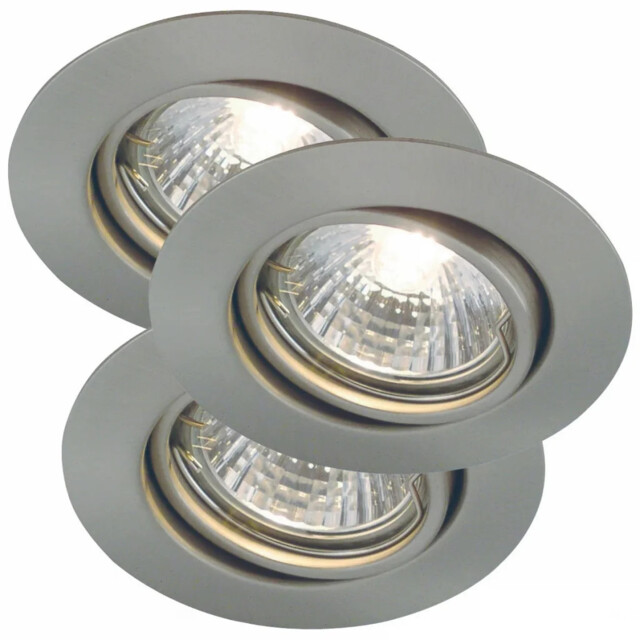 Pack Of 3 X Cabinet Light Silver Triton Tilt Recessed Brushed Steel