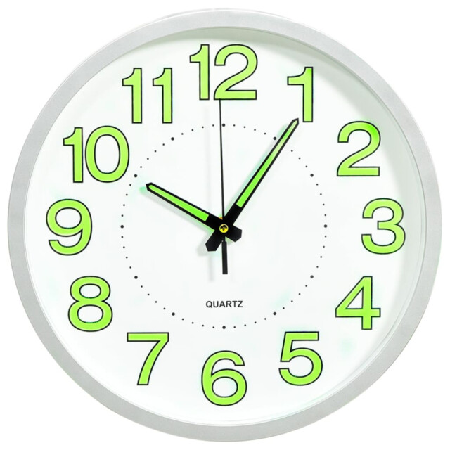Wall Clock White 30 Cm Pp Luminous Glow Silent Sweep Battery Operated