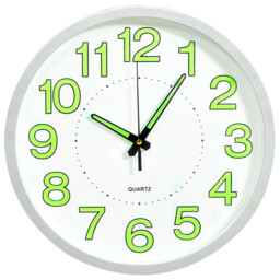 Wall Clock White 30 Cm Pp Luminous Glow Silent Sweep Battery Operated