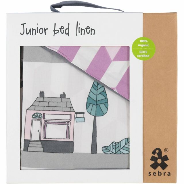 Sebra Junior Bed Linen 'village', 100% Organic Duvet & Pillowcase Set,