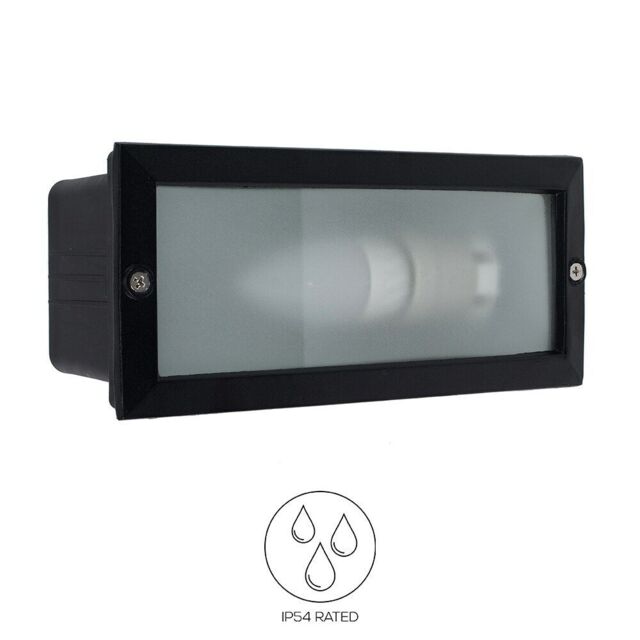 Modern Recessed Black Aluminium Outdoor Garden Brick Wall Light Ip54