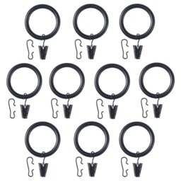Ikea Syrlig Curtain Ring Sets, Includes Hooks, Clips Black (10 Pack -