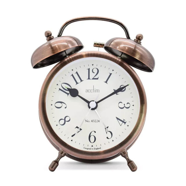 Acctim Pembridge Antique Brass/silver Double Bell Alarm Clock