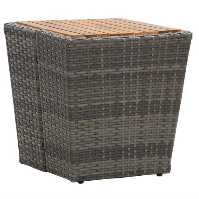 Tea Table Grey 41.5x41.5x43cm Poly Rattan And Solid Acacia Wood Vidaxl