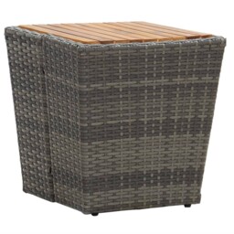 Tea Table Grey 41.5x41.5x43cm Poly Rattan And Solid Acacia Wood Vidaxl