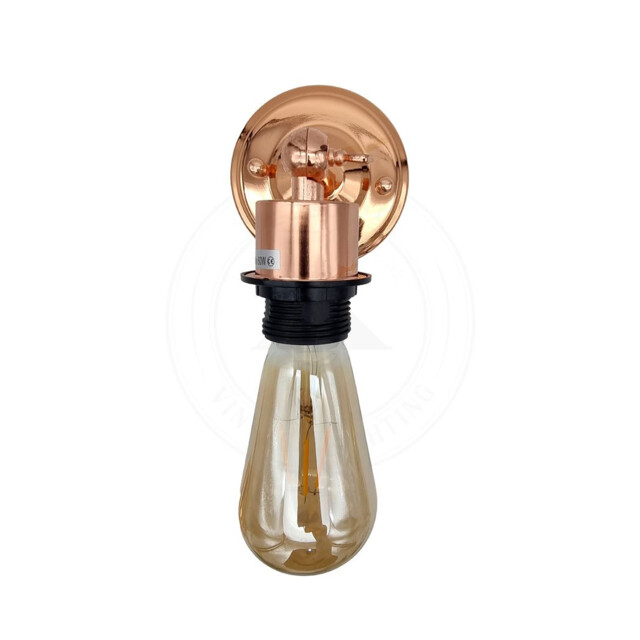 Wall Light Vintage Industrial Rose Gold Metal Bowl Shade 18x22cm