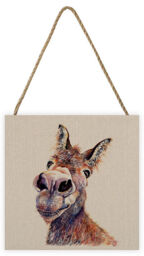 Jane Bannon - Doreen - Donkey - Wooden Block Wall Art 20 X 20 X 3cm
