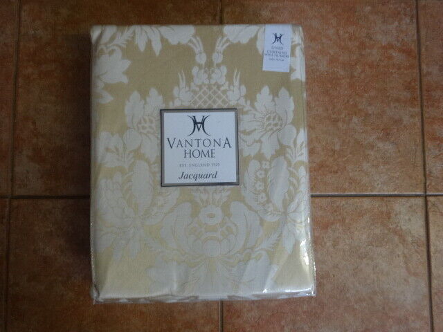 "Vantona ""amalfi Gold"" Lined Curtains And Tiebacks 168x183cm Bnip"