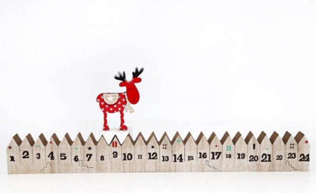 Reindeer Advent Calendar Wooden Christmas Countdown Decoration