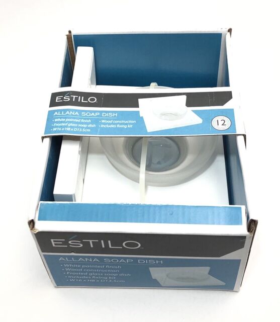 Estilo Allana Soap Dish Frosted Glass Bathroom Sink Holders Tray