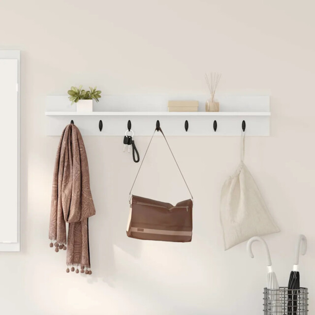 Wall-mounted Coat Rack White 100 X 10.5 X 18 Cm Engineered Wood Vidaxl