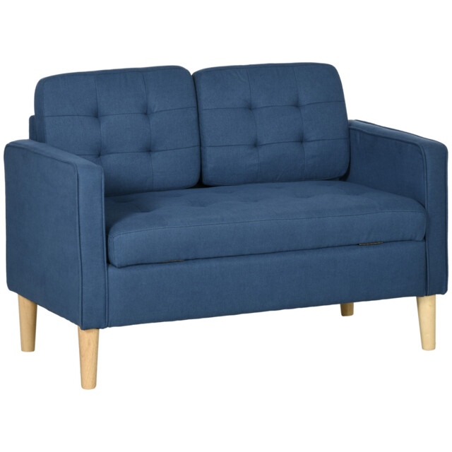 Loveseat Sofa 2-seater Blue Cotton-blend Upholstery 117x62x78cm