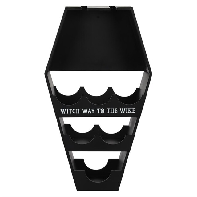 Coffin Wine Rack Shelf Gothic Kitchen Decor Glass Bottle Holder Black