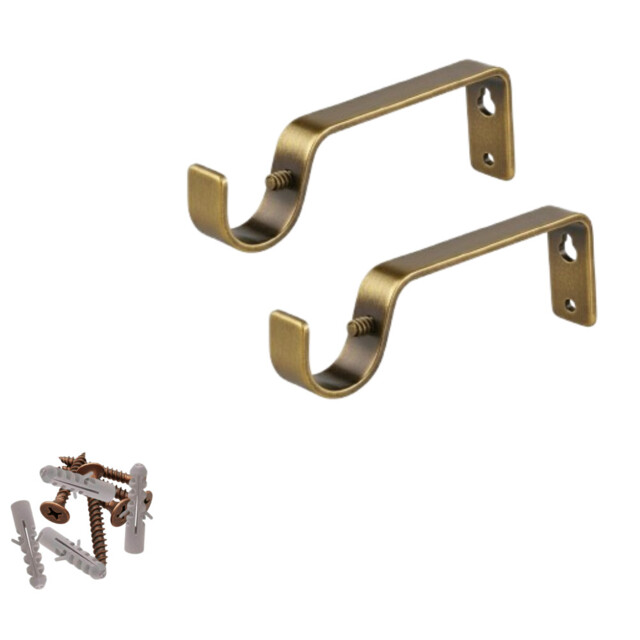 Metal Bronze Curtain Rod Brackets Set With Screws For 28mm Curtain