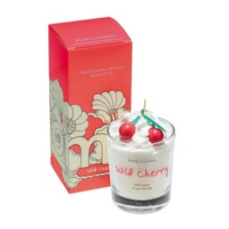 Scented Piped Candle Bomb Cosmetics Wild Cherry Raspberry Fruity Glass