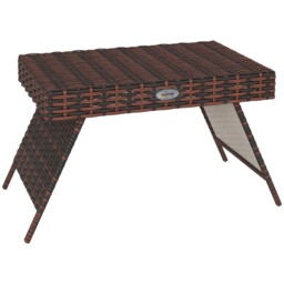 Outsunny Foldable Outdoor Coffee Table, Steel Frame Rattan Side Table,