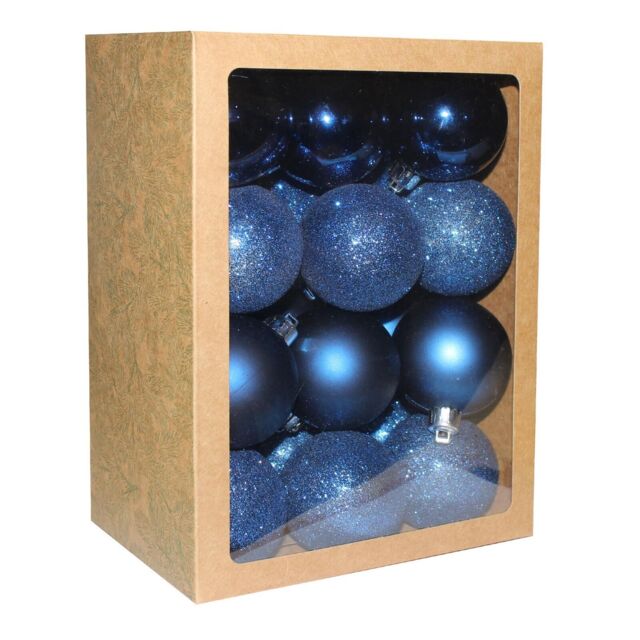 Christmas Shatterproof Baubles 24 Pack 60mm Tree Decoration Midnight