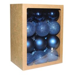 Christmas Shatterproof Baubles 24 Pack 60mm Tree Decoration Midnight