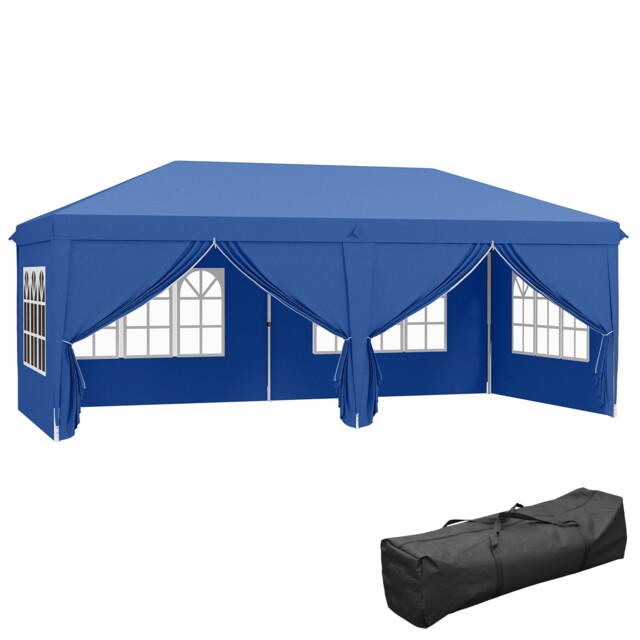 Outsunny 3 X 6 M Pop Up Gazebo Canopy Marquee W/ Storage Bag Blue