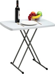 Hollyhome Small Folding Table Outdoor 76 Cm 50 Rectangular, White