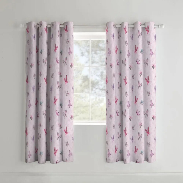 Catherine Lansfield Kids Glamour Princess Eyelet Lined Curtains 66 X