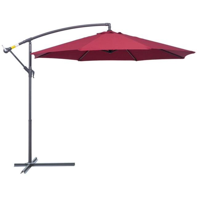 Garden Banana Parasol Cantilever Umbrella Shade With Crank 3(m) Wine