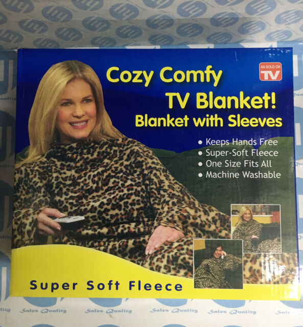 Blanket Cozy Comfy With Sleeves Leopard Pritn 65” X 54” Machine