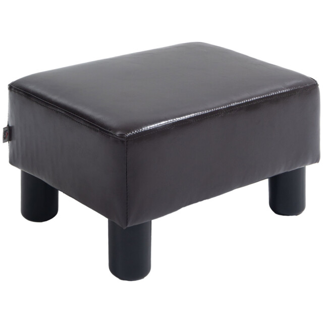 Room Seat Stool Living Linen Fabric Footstool Ottoman Cube Legs Brown
