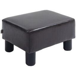 Room Seat Stool Living Linen Fabric Footstool Ottoman Cube Legs Brown