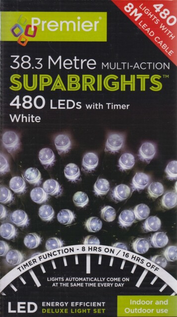 Premier Multi Action 480 Supabrights Led Christmas Lights 38.3m -