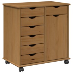 Rolling Cabinet With Wheel Solid Pine Wood Storage Unit Kitchen Home