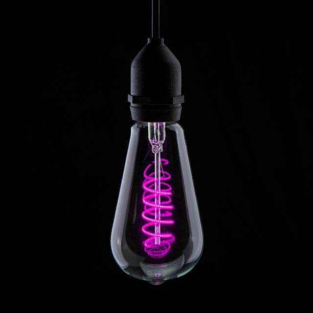 Prolite 4w Led St64 Spiral Funky Filament Lamp Es, Magenta