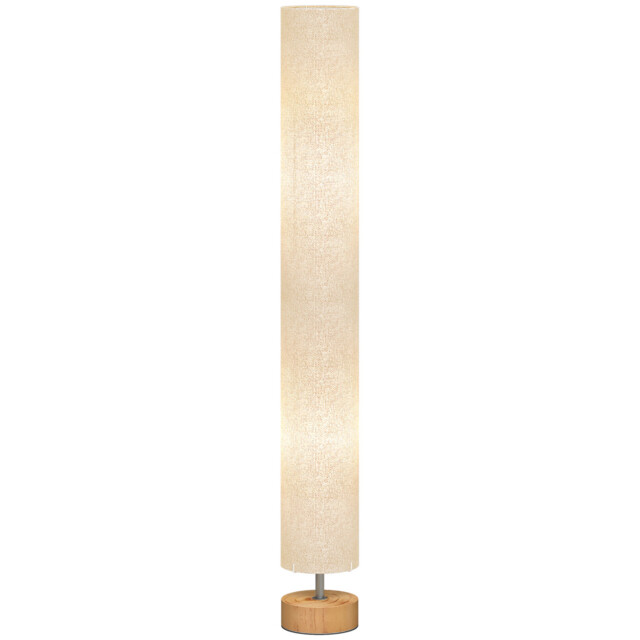 Led Floor Lamp Black 120cm Fabric Shade Wood Metal Base Dimmable