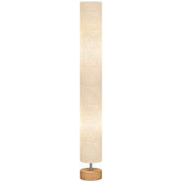 Led Floor Lamp Black 120cm Fabric Shade Wood Metal Base Dimmable