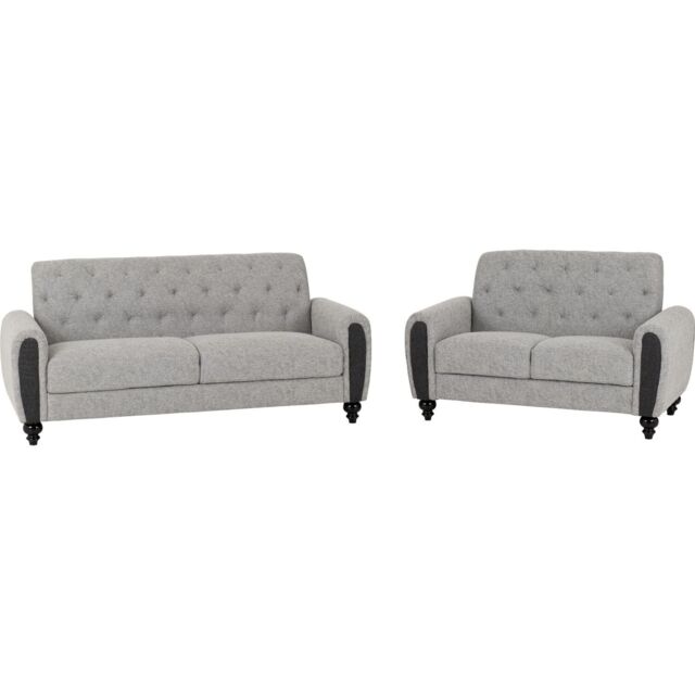 Chester 3 Plus 2 Seater Sofa Upholstered In Grey Fabric Modern Style