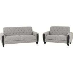 Chester 3 Plus 2 Seater Sofa Upholstered In Grey Fabric Modern Style