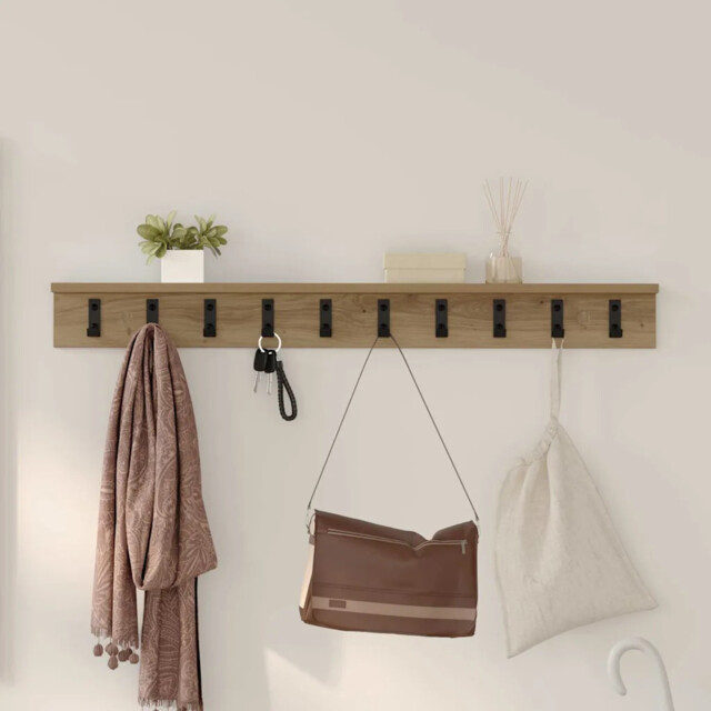 Wall-mounted Coat Rack Artisan Oak 100 X 10.5 X 10.5 Cm Vidaxl