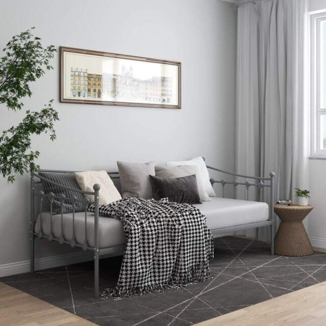 Sofa Bed Frame Grey Metal 90x200 Cm Vidaxl