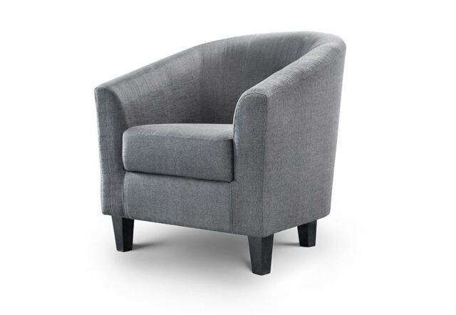 Julian Bowen Hugo Slate Grey Upholstered Fabric Tub Chair