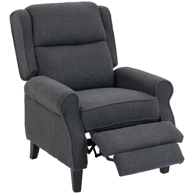 Homcom Recliner Armchair, Fabric Recliner Chair, Charcoal Grey
