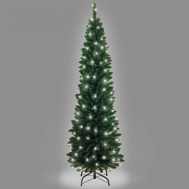 Christmas Tree Pre Lit Slim Pencil Green Artificial Bushy Pine Xmas