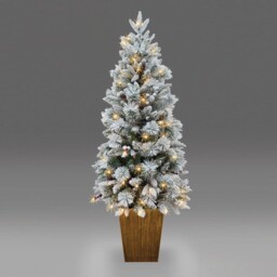 Christmas Tree Prelit Led Snow Flock Pine Artificial Bushy Xmas Home