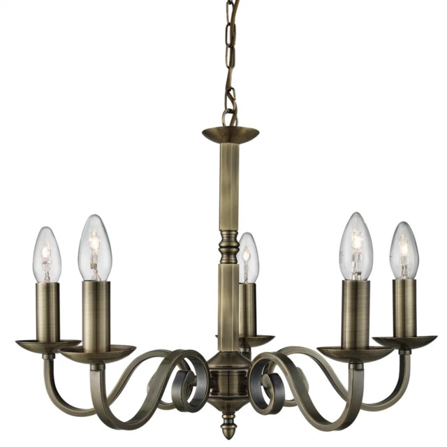 Ceiling Light Brass Richmond 5 Antique Searchlight 1505-5ab